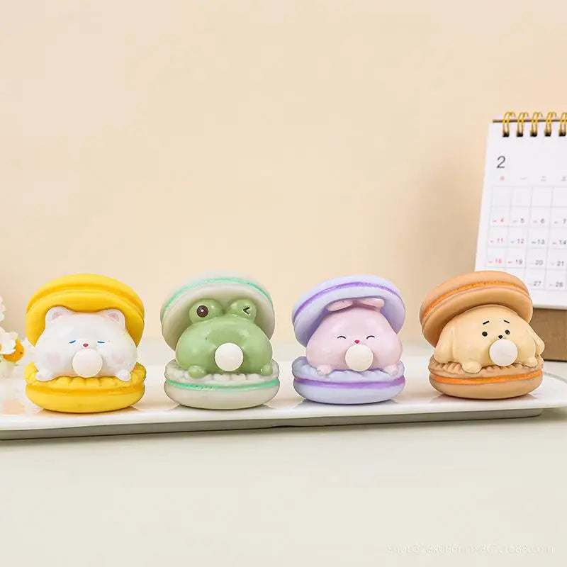 2Pcs Macaron Burger Bubble Blower Stress Relief Toys Creative Cartoon Pinch Office Ornaments Decompr