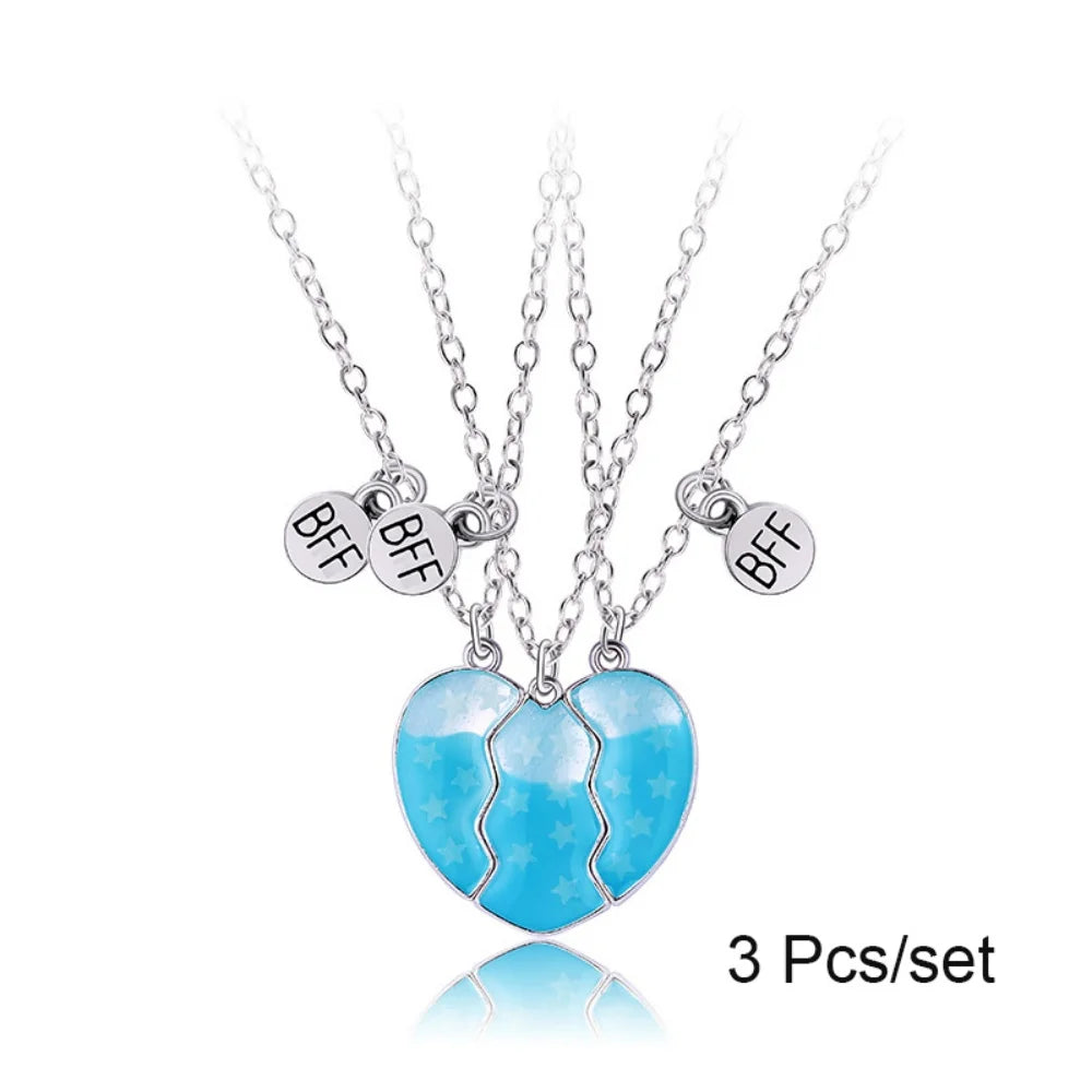 3 Pcs/set Best Friends Pendant Necklace For Woman Magnetic Adjustable Rainbow Daisy additional angle