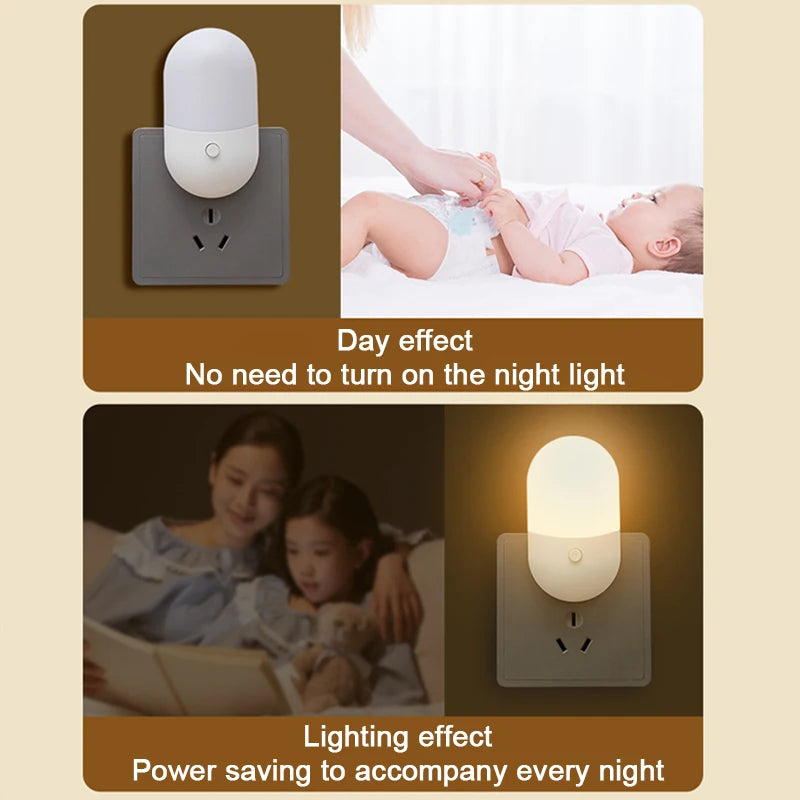 Mini Plug-In Night Light | LED Eye Protection for Bedside Baby Feeding close-up view