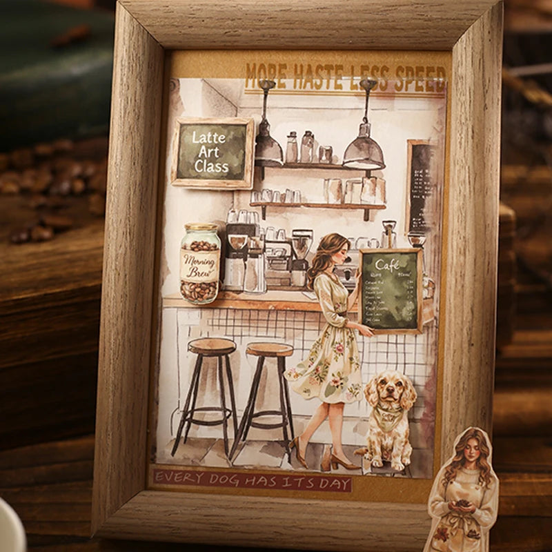 Coffee Sticker Book for DIY Scrapbooking | 20pcs Cafe Story Series lifestyle view