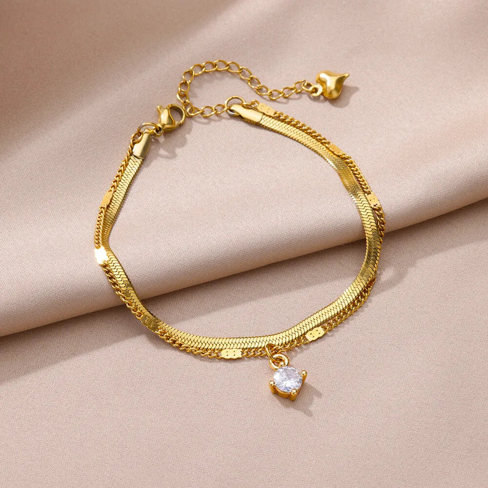 Anklets for Women Summer Beach Accessories Stainless Steel Imitation Pearl Chain An additional angle