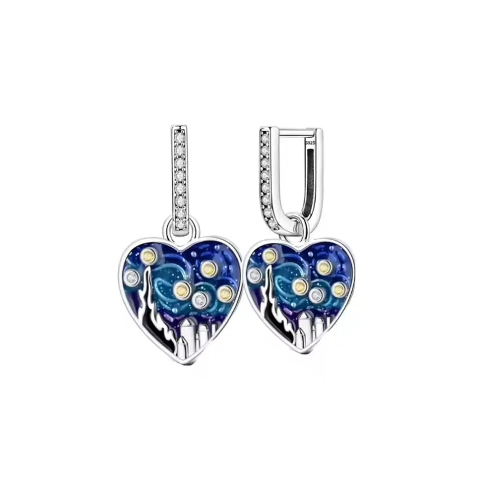 2026 New 925 Silver Elephant Cherry Blossom Butterfly Heart Earrings, a delicate choice detail view