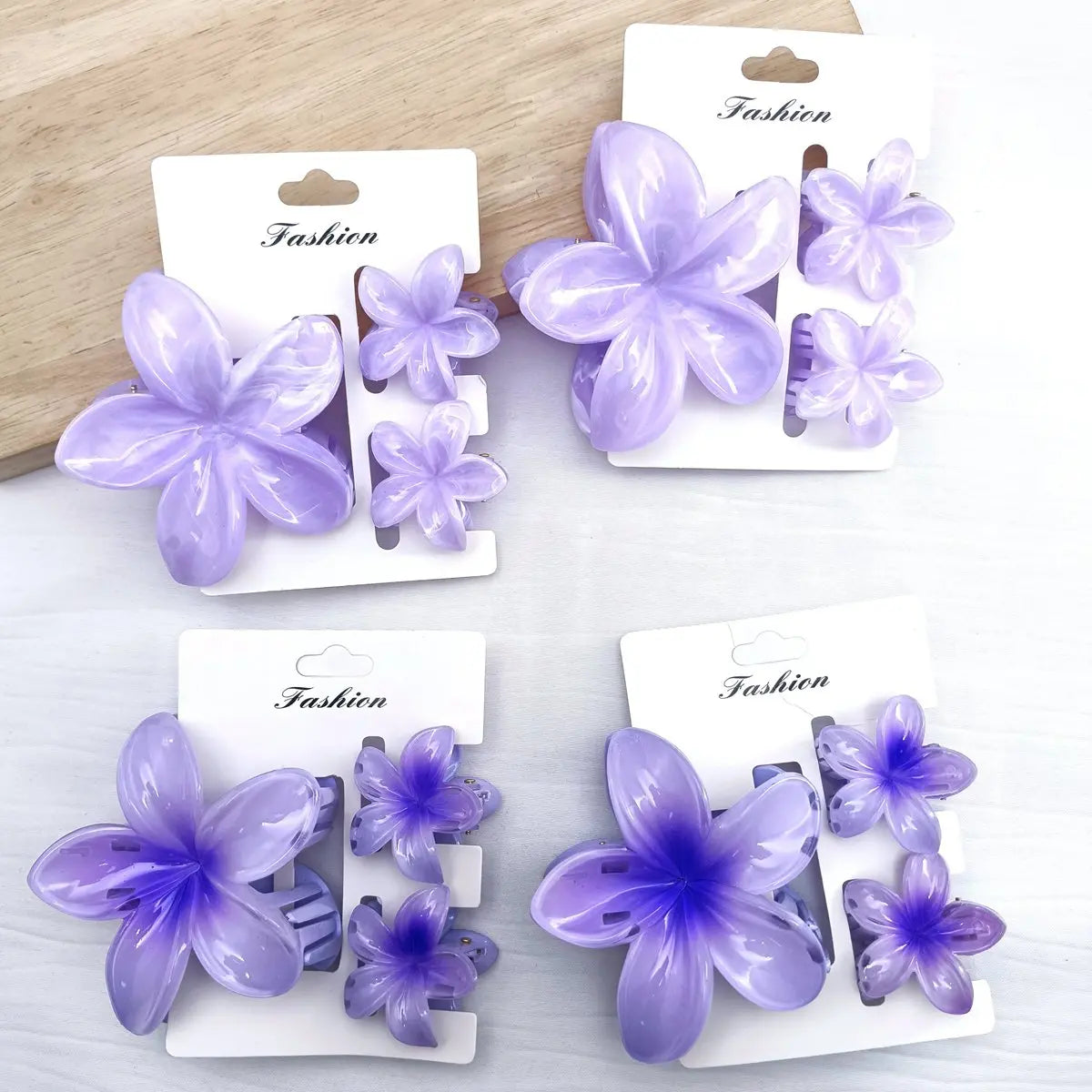 3/6/9/12PCS Hawaiian Gradient Flower Hair Claw Clip For Women Girl Fashion Plastic Non close-up view