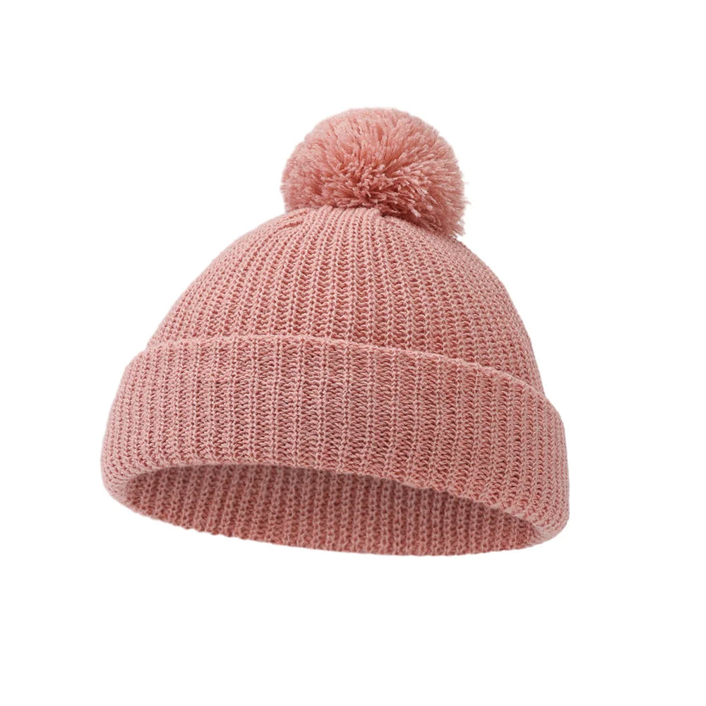 Solid Pom Knitted Baby Beanie | Newborn Infant Winter Hat lifestyle view