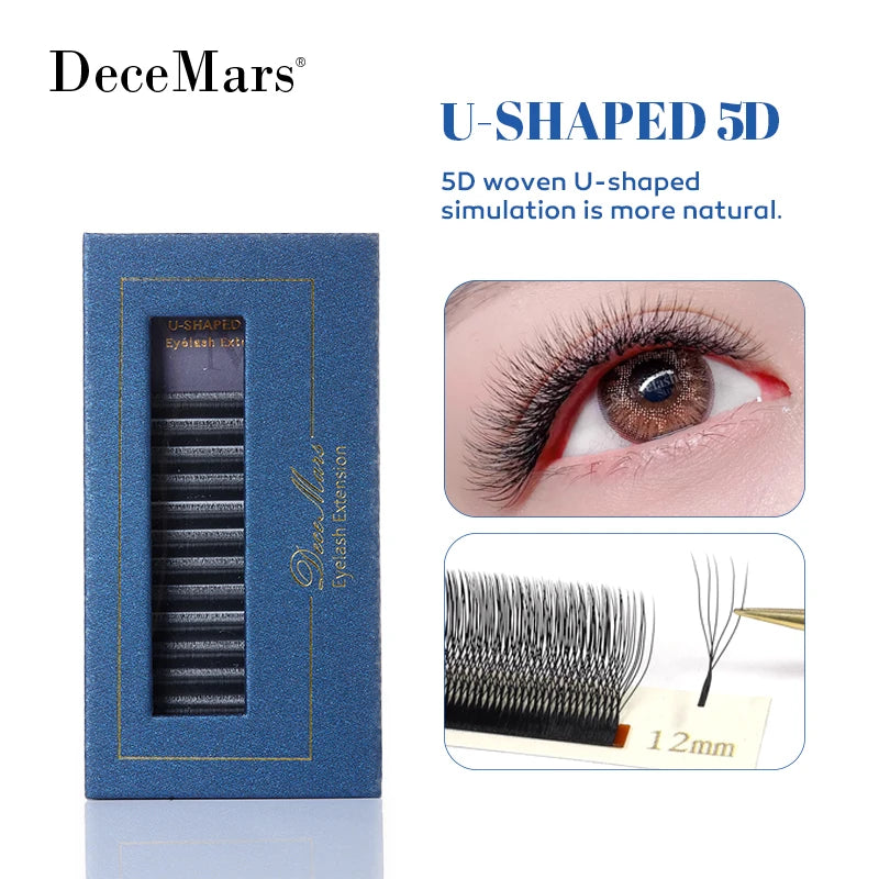 DeceMars U-Shaped 5D Eyelash Extensions | 12 Lines Per Tray detail view