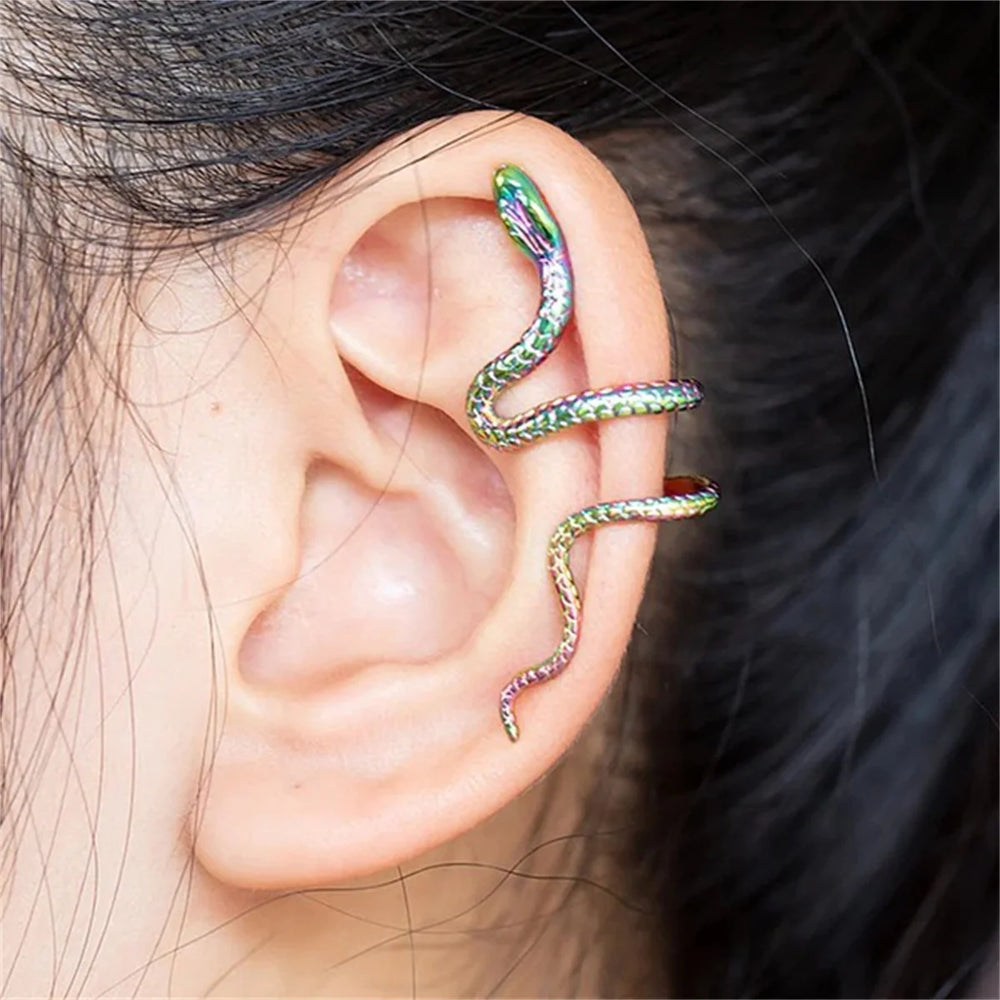 1pc Unisex Spiral Snake Ear Cuff - No Piercing Ear Wrap,Personality Open Hoop Earring lifestyle view