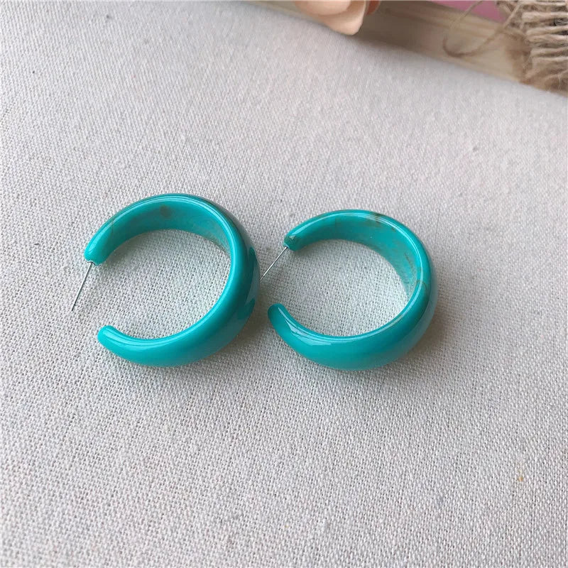 C-Shape Resin Hoop Earrings | Colorful Geometric Acrylic Jewelry for Women alternate view