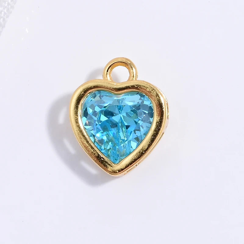 S925 Sterling Silver Heart Blue Crystal Charm DIY Handmade Bracelet Necklace Access additional angle