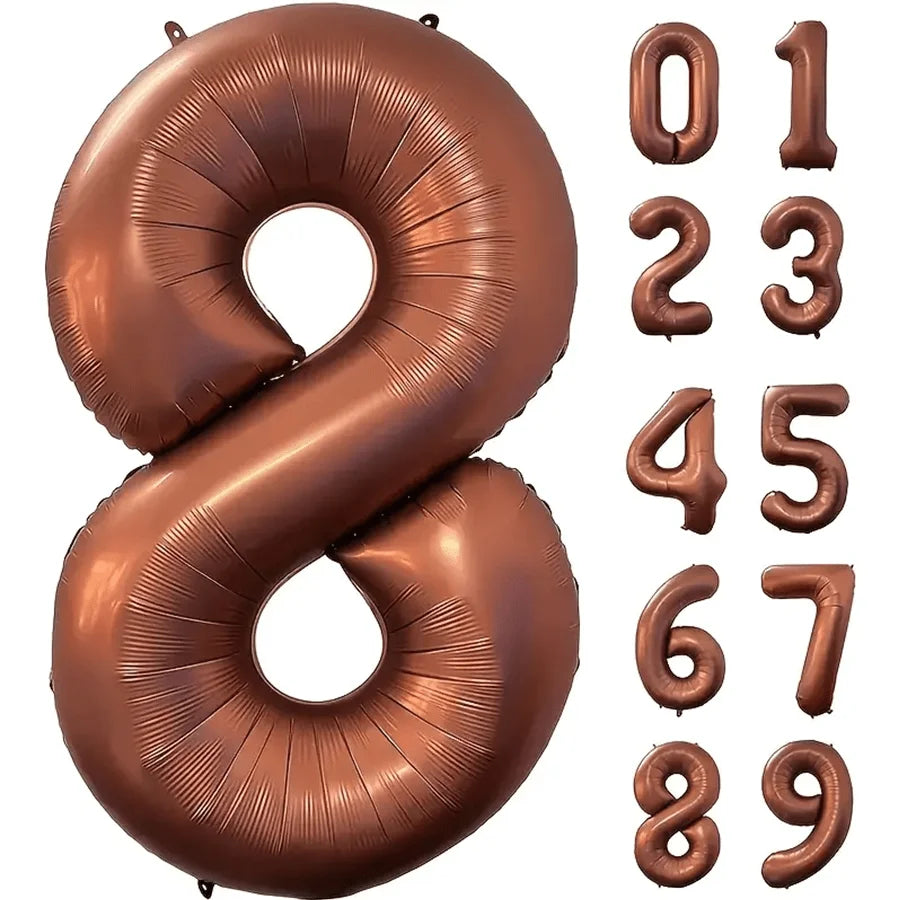 Foil Number Balloons 40 Inch | Brown Birthday Party Decor lifestyle view