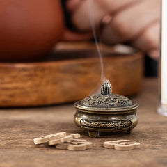 Mini Alloy Antique Three-legged Aromatherapy Stove | DIY Incense Burner for Tea Ceremony detail view