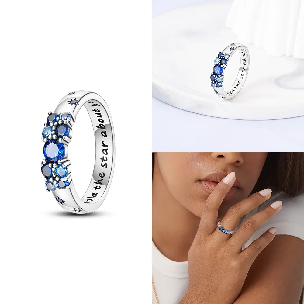 Original Romantic Heart-shaped White Zircon Shell Bowknot Rings 925 Sterling Silver W alternate view