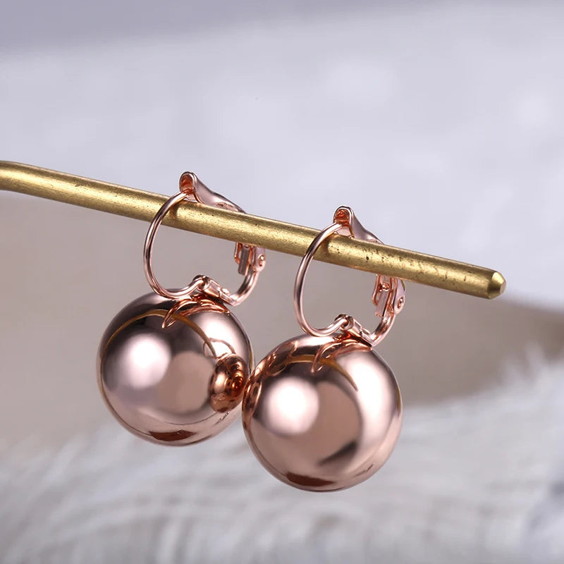 Smooth Ball Drop Earrings for Women | Creative Gold White Rosegold Dangle Jewelry lifestyle view
