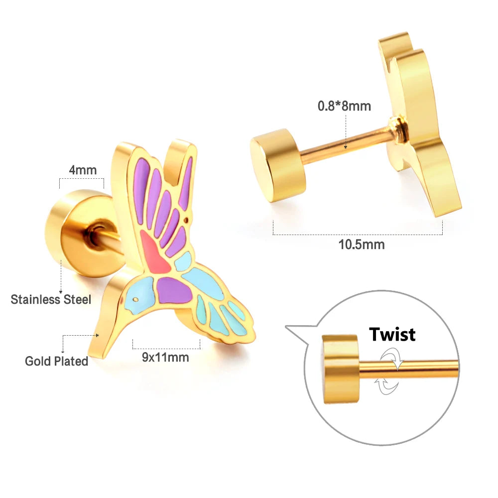 Cute Acrylic Animal Stud Earrings | Surgical Steel Hypoallergenic Earrings for Women alternate view
