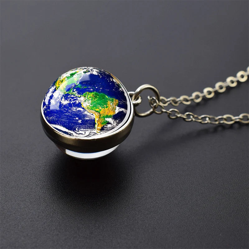 Solar System Galaxy Pendant Necklace | Unisex Astronomy Jewelry Gift lifestyle view