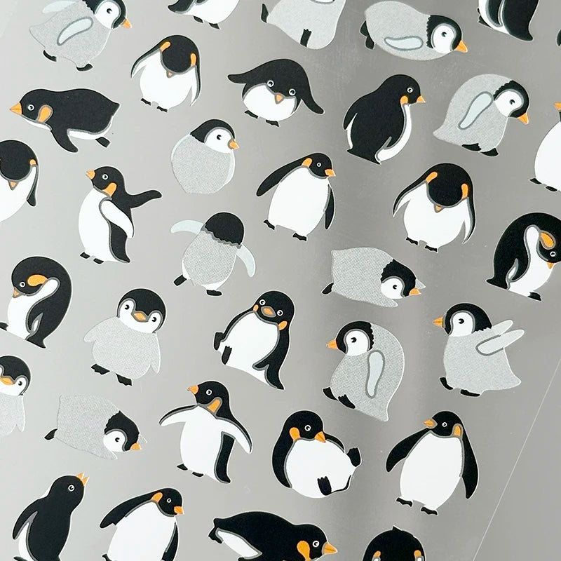 NEKONI Animal Stickers for Scrapbooking | Cute Penguin Dinosaur DIY Journal Decor close-up view