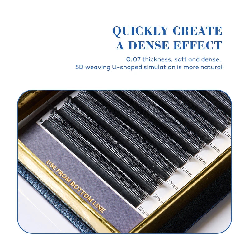 DeceMars U-Shaped 5D Eyelash Extensions | 12 Lines Per Tray close-up view