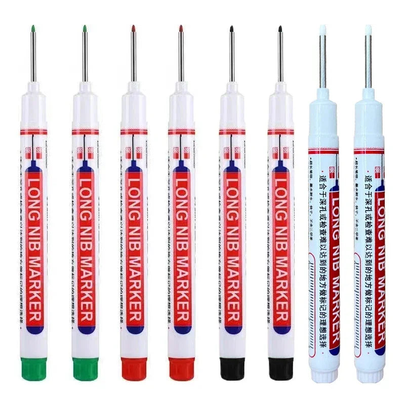 20mm Deep Hole Long Nib Markers Set | Multi-Purpose Perforating Pen for Metal, Wood, a close-up view