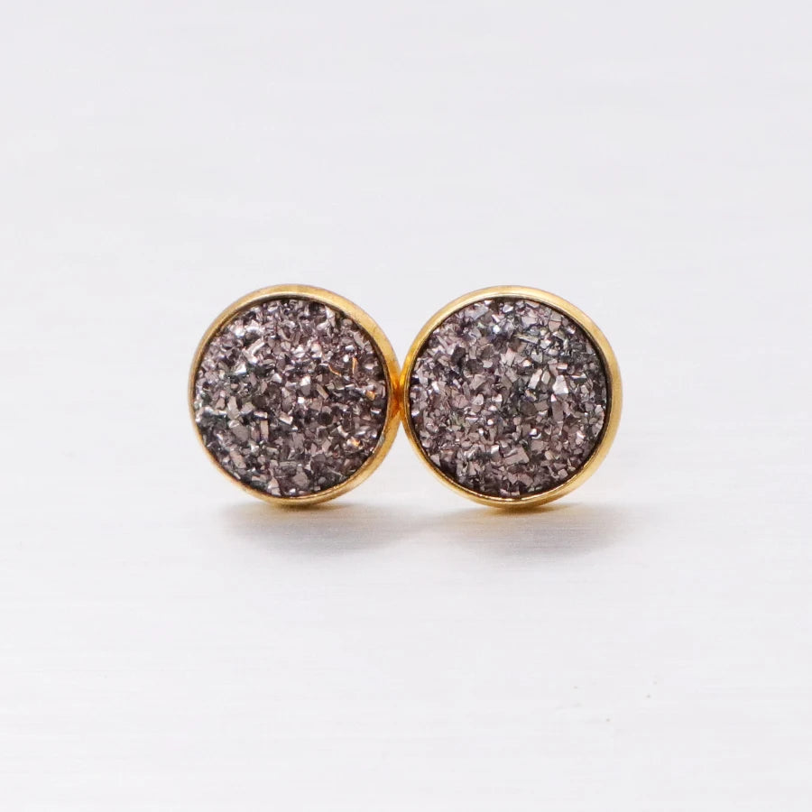Glitter Resin Stud Earrings Set | Colorful Stainless Steel Jewelry lifestyle view