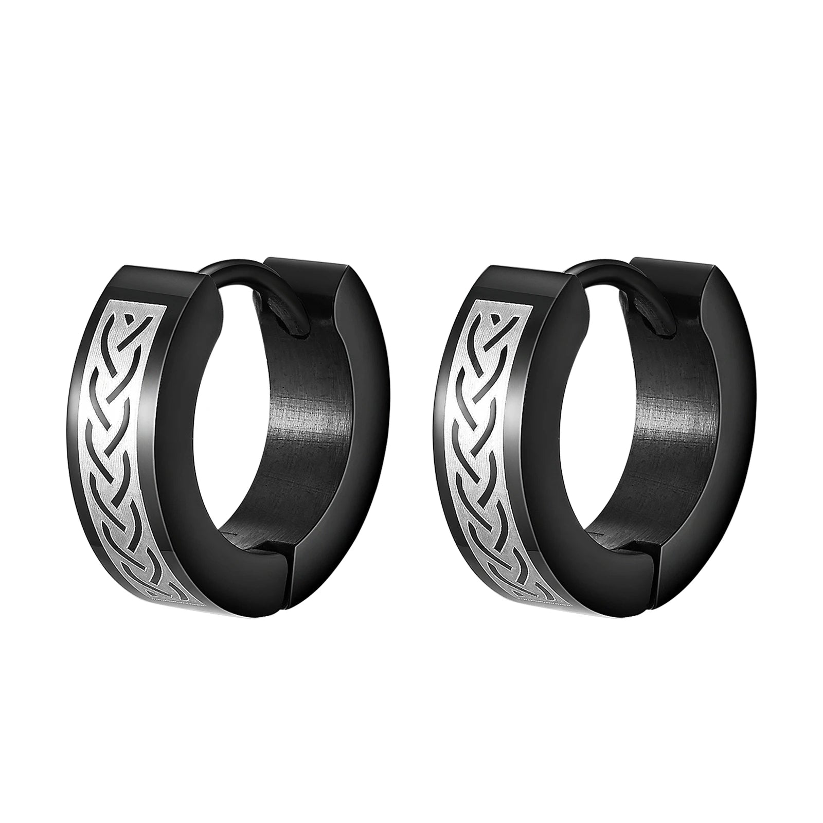 Mens Celtic Knot Hoop Earrings | Hypoallergenic Stainless Steel Huggie Earrings alternate view