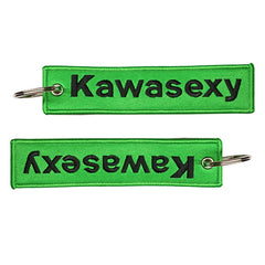 JDM Kawasexy Logo Keychain | Double-Sided Embroidery Motorcycle Key Ring detail view