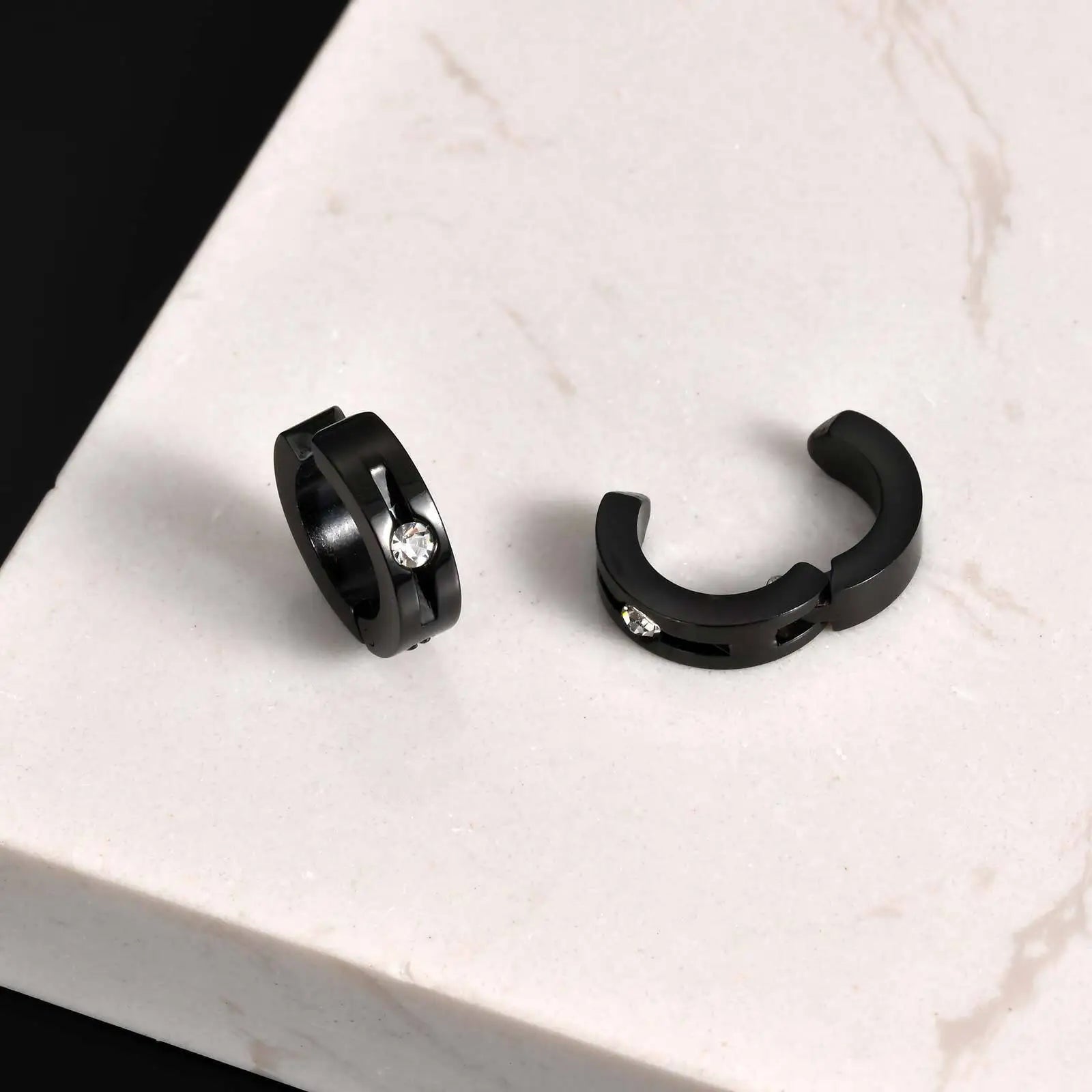 Vnox Stainless Steel Zircon Ear Clip Black 3.8*13.4mm, Anti Allergy Non Piercing Ea additional angle