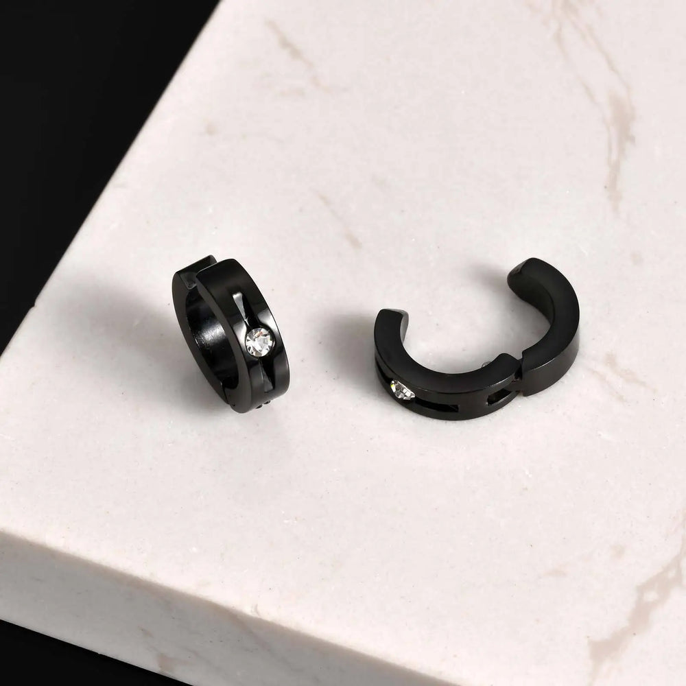 Vnox Stainless Steel Zircon Ear Clip Black 3.8*13.4mm, Anti Allergy Non Piercing Ea additional angle