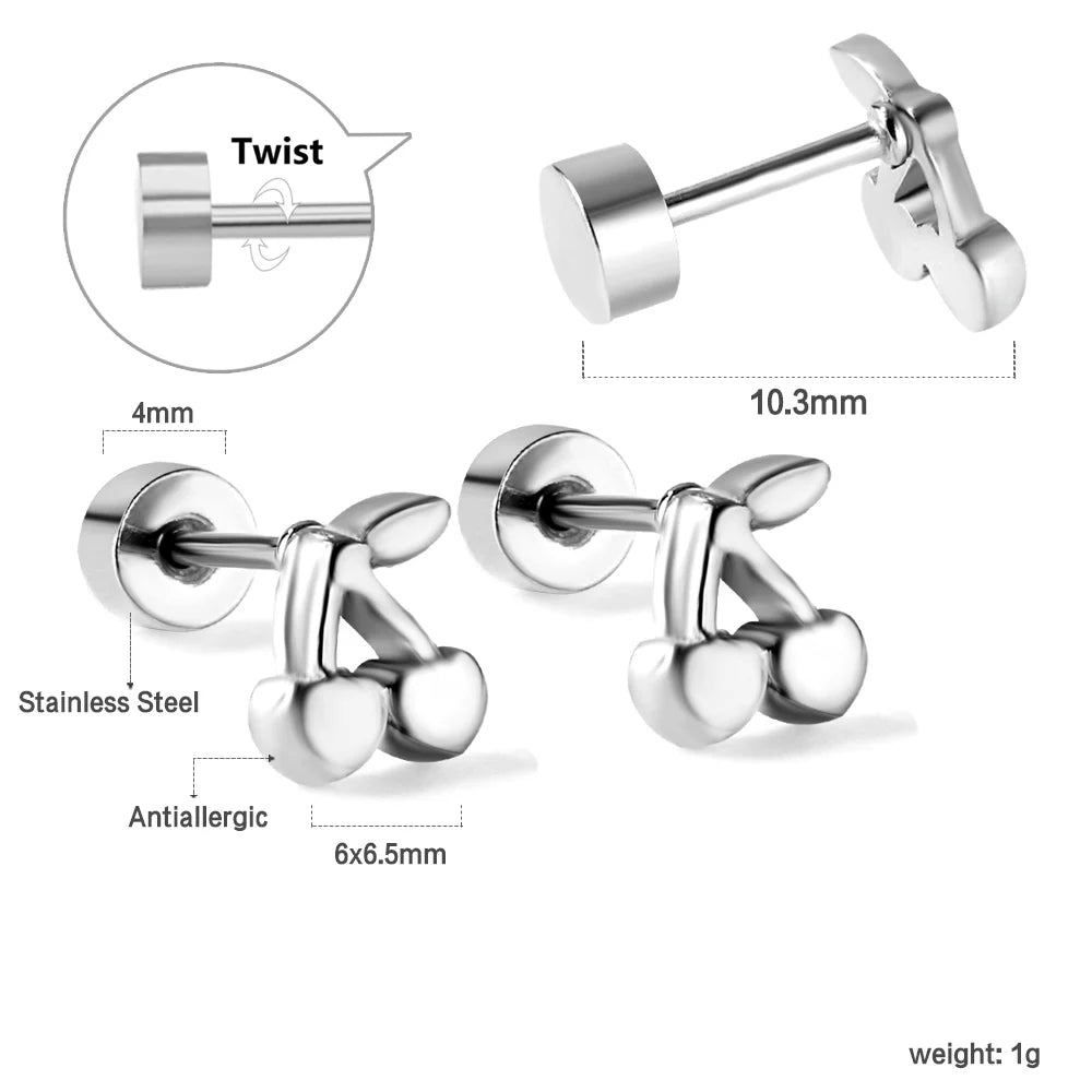LUXUSTEEL Mini Cute Stainless Steel Stud Earrings Women Girls Heart Butterfly Rabbit alternate view