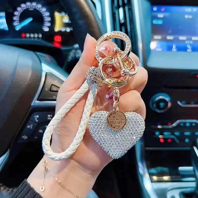 Leather Love Key Chain | Heart-Shaped Car Bag Pendant detail view