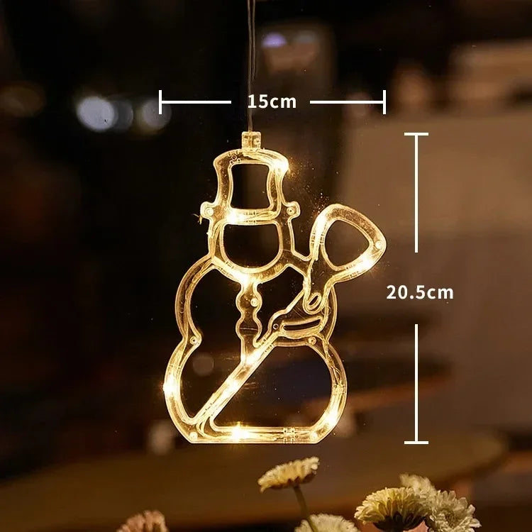 Christmas Window Decor LED Lights | Snowflake Tree Star Deer Sucker Lights for Xmas detail view