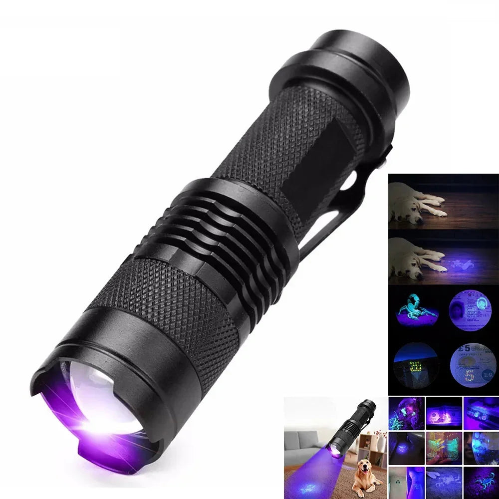 LED UV Flashlight Rechargeable | 395nm Ultraviolet Blacklight for Pet Urine Detection alternate view