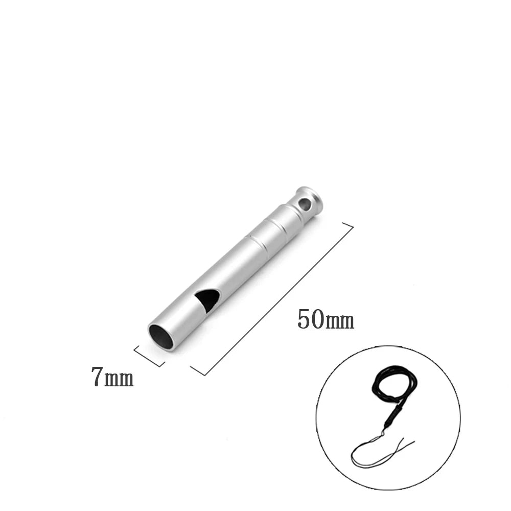 Ultralight Titanium Emergency Whistle with Cord | Outdoor Survival Safety Tool close-up view