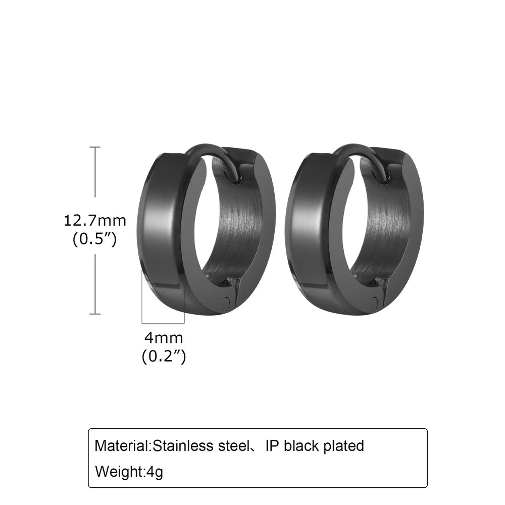Men Hoop Earrings | Stainless Steel Small Huggies Earrings for Daily Wear close-up view