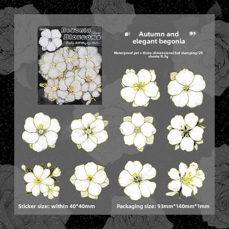 20pcs Flowers Gold Foil Stickers Set | PET Stickers Pack for Scrapbooking, Junk Journ lifestyle view