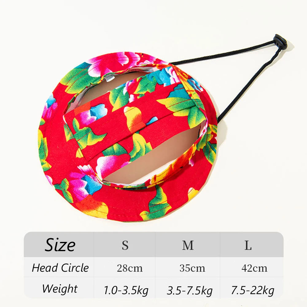 Cute Print Dog Hat for Small Medium Dogs | Adjustable Pet Cap for Pug Corgi Dachshund close-up view