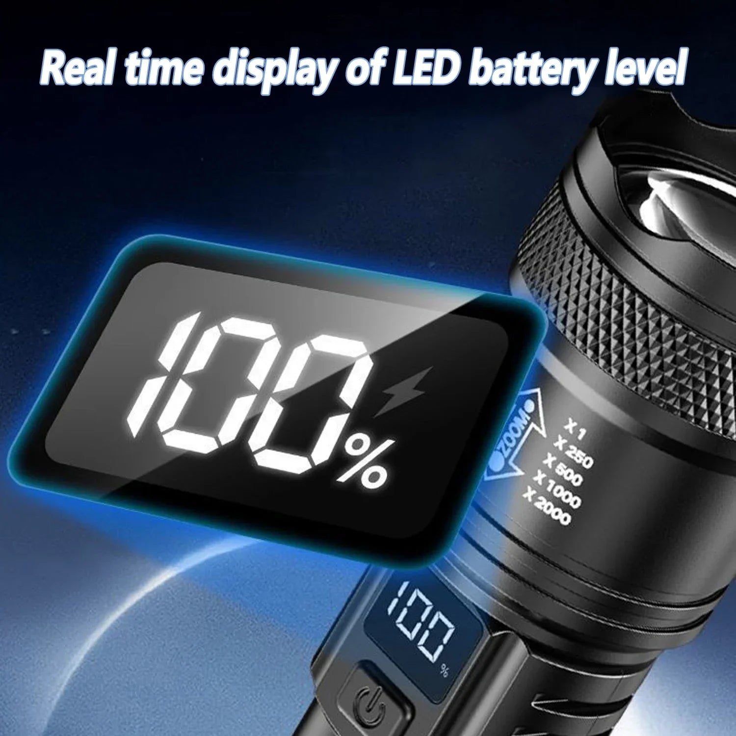 LED Tactical Flashlight P50 Telescopic Zoom Rechargeable lifestyle view