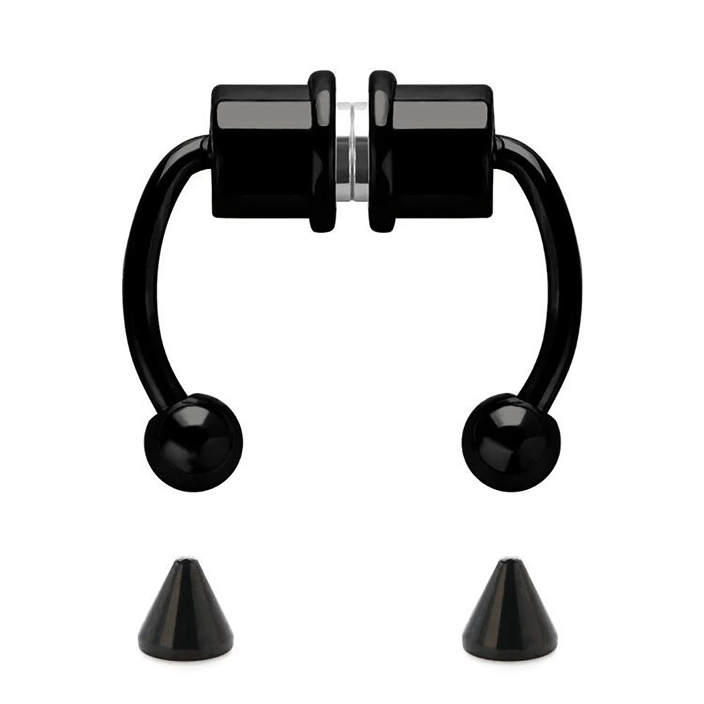1/4Pcs Women Fake Piercing Nose Ring Hoop Septum Piercing Nose Clip Rock HipHoop St additional angle