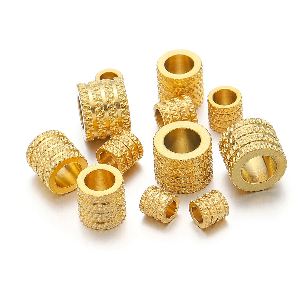 10Pcs Stainless Steel Big Hole Spacer Beads | DIY Jewelry Findings for Bracelets and Nec detail view