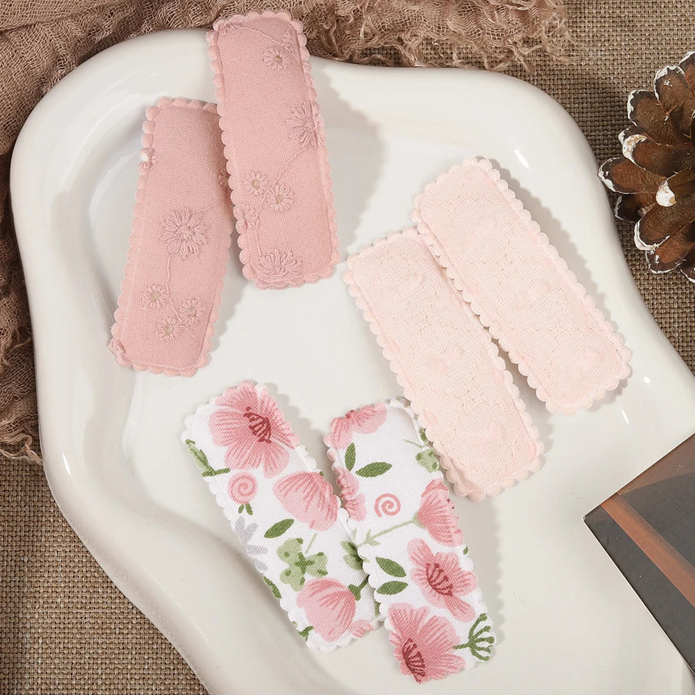 1 Set Printed Fabric Hair Clips Sweet Handmade BB Hair Clips Baby Girl Bangs Fixed Edge Clips Children's Hair Accessories Gifts
