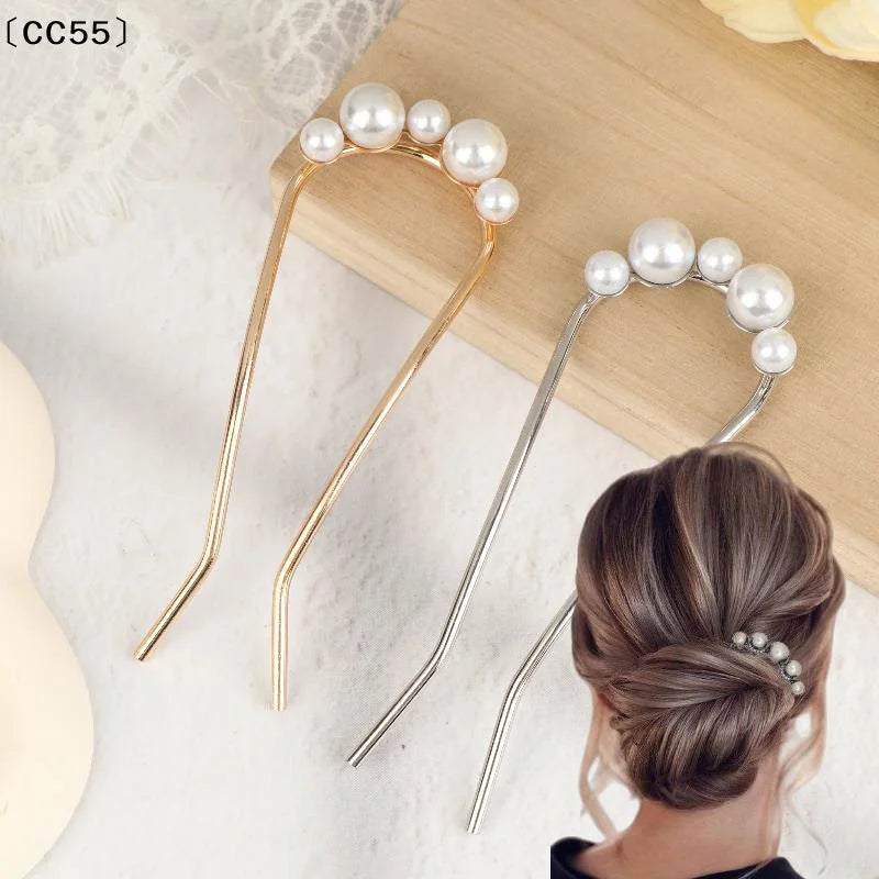 1Pcs Pearl Hair Fork Hair Clip Hairpins Metal U-Shaped Hair Sticks Combs Women Girl Hair Accessories Ornament Styling Tool〔CC55〕