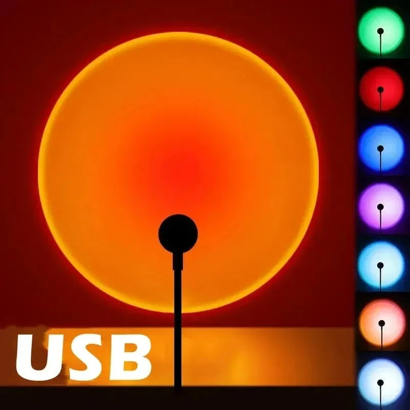 USB Sunset Projection Lamp | Rainbow Atmosphere Night Light for Photography and Room Dec detail view