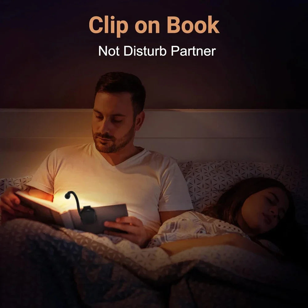 Rechargeable 3-Color Mini LED Book Light | 360° Adjustable Clip Eye Protection Reading L detail view