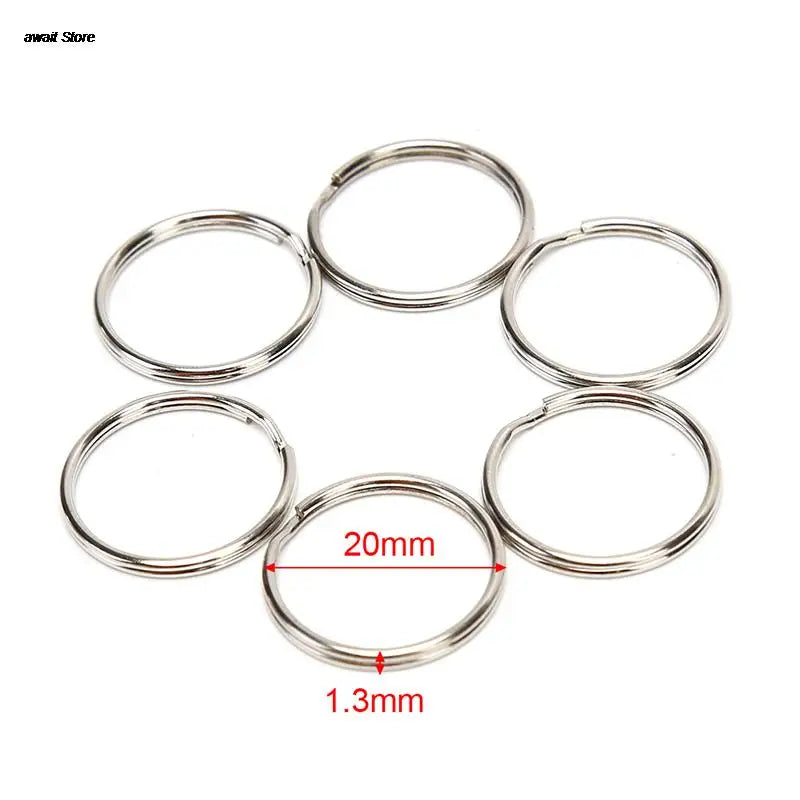 100 Polished Silver Split Key Rings | Stainless Steel Keychain Set for DIY and Organi alternate view