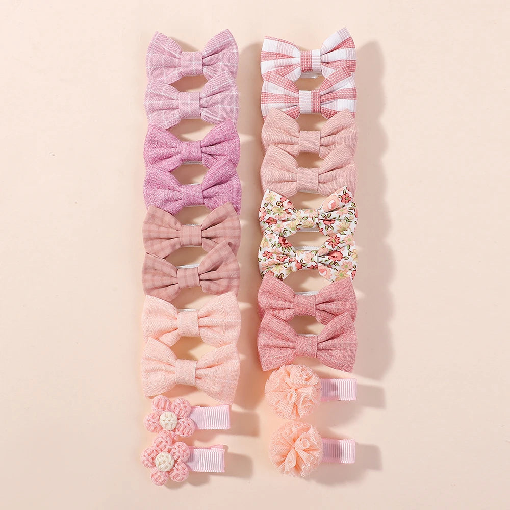 20pcs/set Lovely Kids Bows Hair Clips for Girls Barrette Boutique Full Coverage Fab additional angle