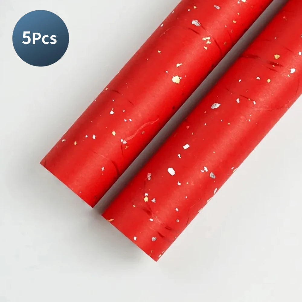 Korean Floral Wrapping Paper Set | 5 Sheets with Gold and Silver Sparkles lifestyle view