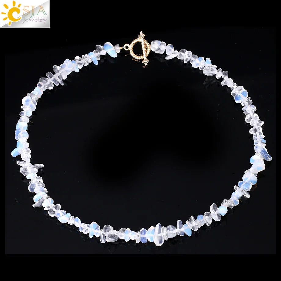 Natural Chip Stone Choker Necklace | Bohemia Crystal Bead Jewelry lifestyle view