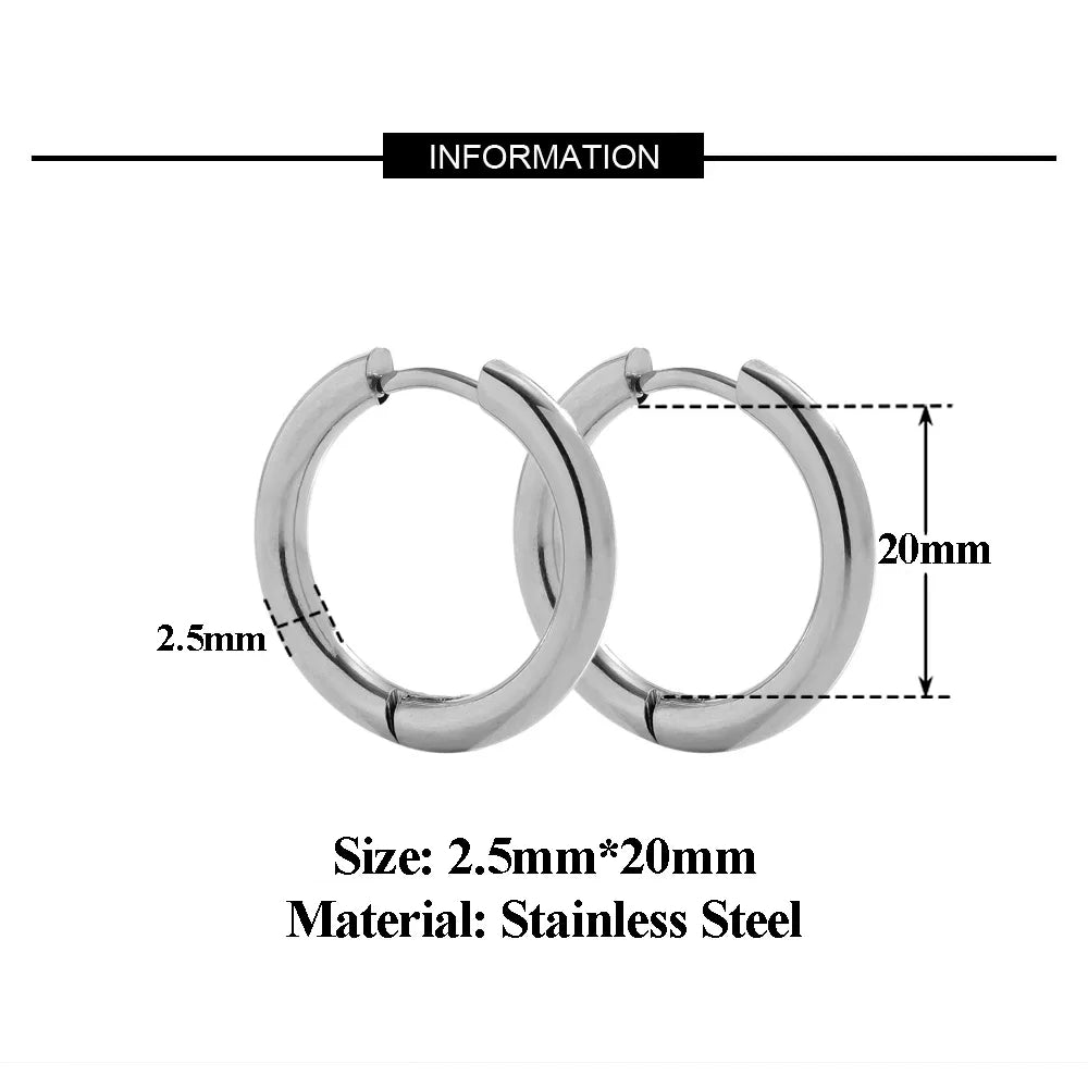 10pcs 18K PVD Gold Plated Stainless Steel Hoop Earrings Women Earrings Men Punk Hiphop close-up view