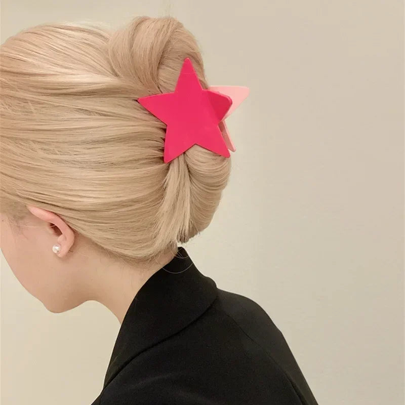 Korean Fashion Star Shaped Hair Claw Y2k Punk Hair Clip Clamp Irregular Acetate Shiny Star Claw Hairpin Party Hair Accessories