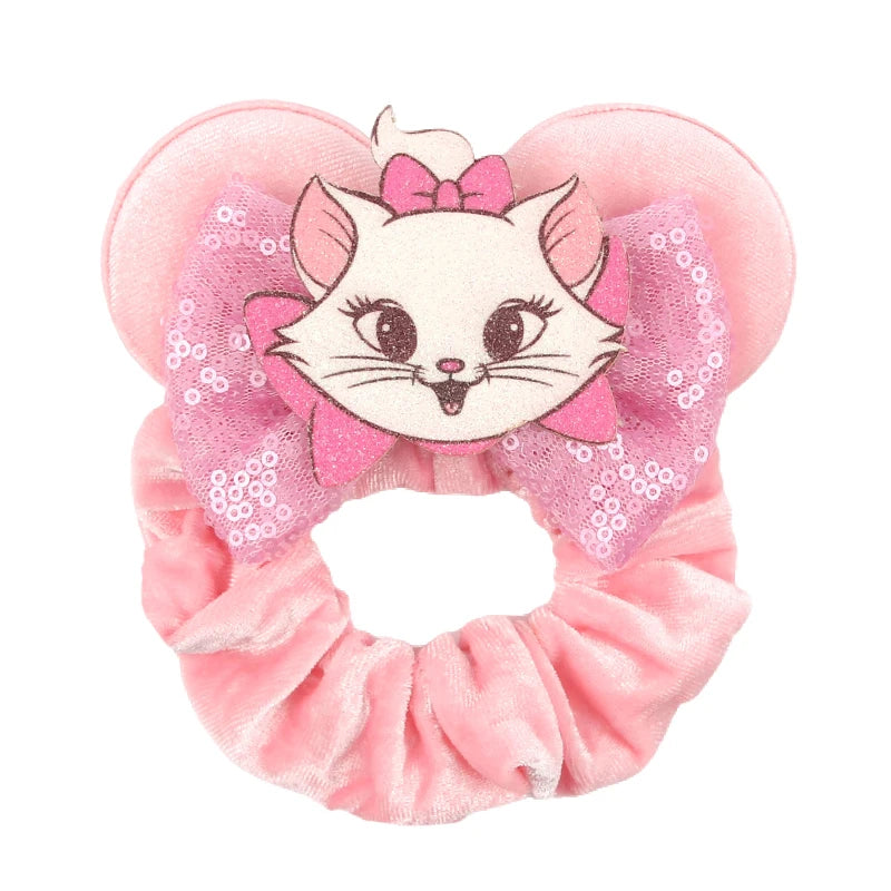 Women Ears Hair Scrunchies Velvet Hairbands For Girls Sequins Bows Headband Women Trip close-up view