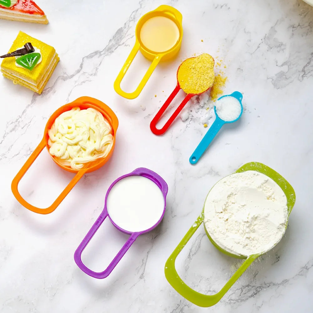 Rainbow Measuring Cup Set | Colored Plastic Flour Measuring Spoon Set for Baking alternate view