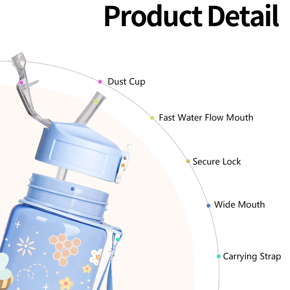 Sweet Honeycomb Bee Pattern Reusable Plastic Water Bottle, Lightweight Leakproof Flip lifestyle view